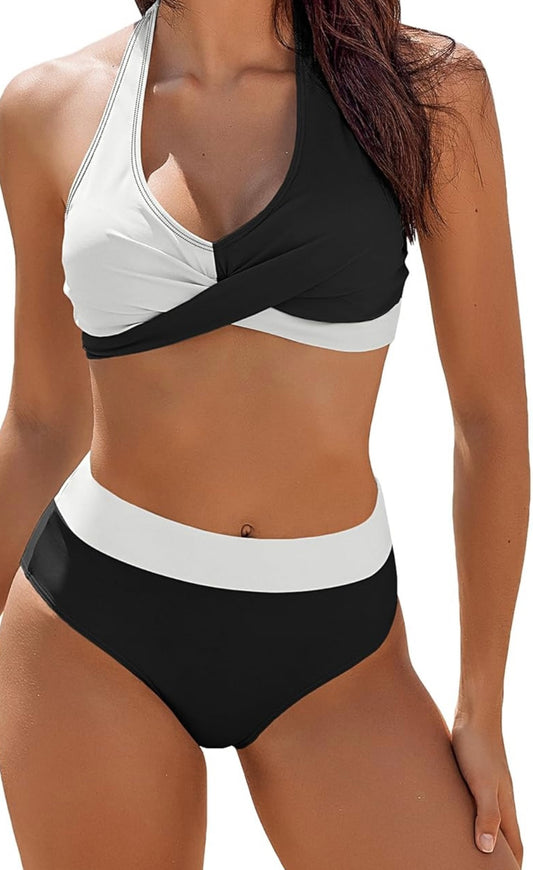 Retail Le$$ - black and white two piece swimsuit