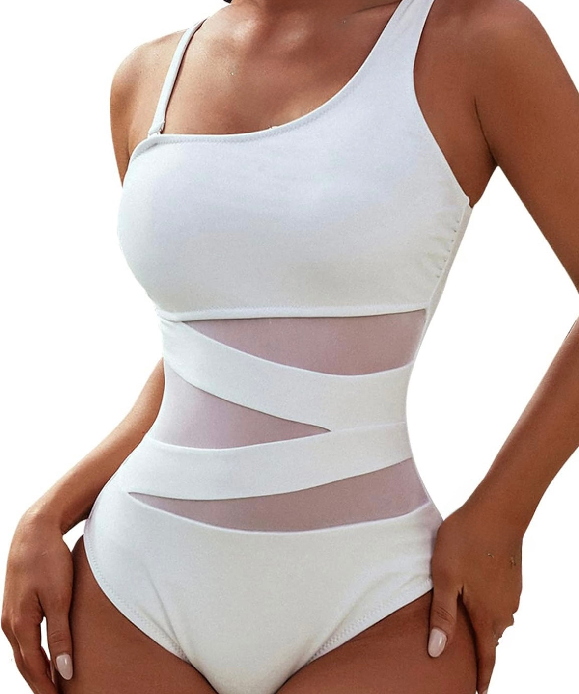 Retail Le$$-white-one-piece-mesh-swimsuit