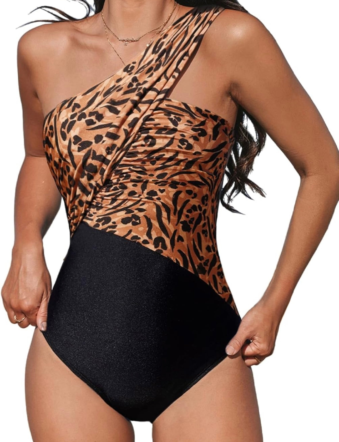 Retail Le$$-one-shoulder-leopard-print-swimsuit