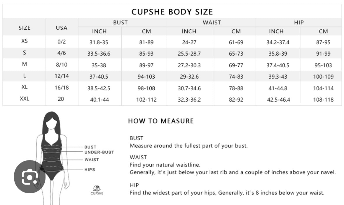 Retail Le$$-cupshe-size-chart