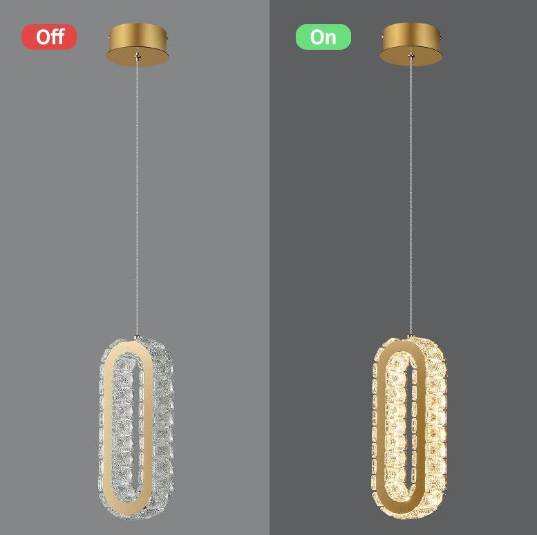 Gold Oval Crystal Pendant Light