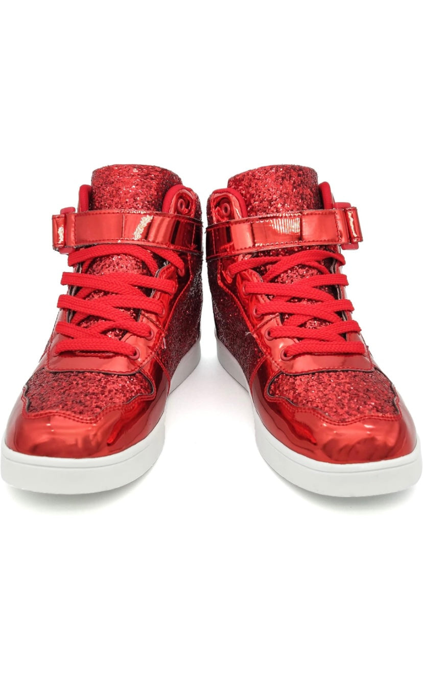 Red Glitter High Top Sneaker