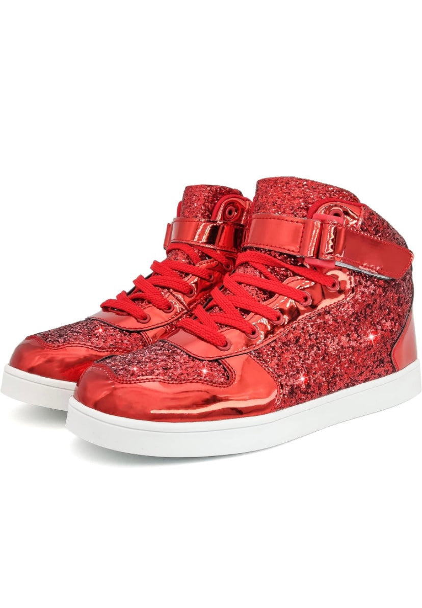 Red Glitter High Top Sneaker