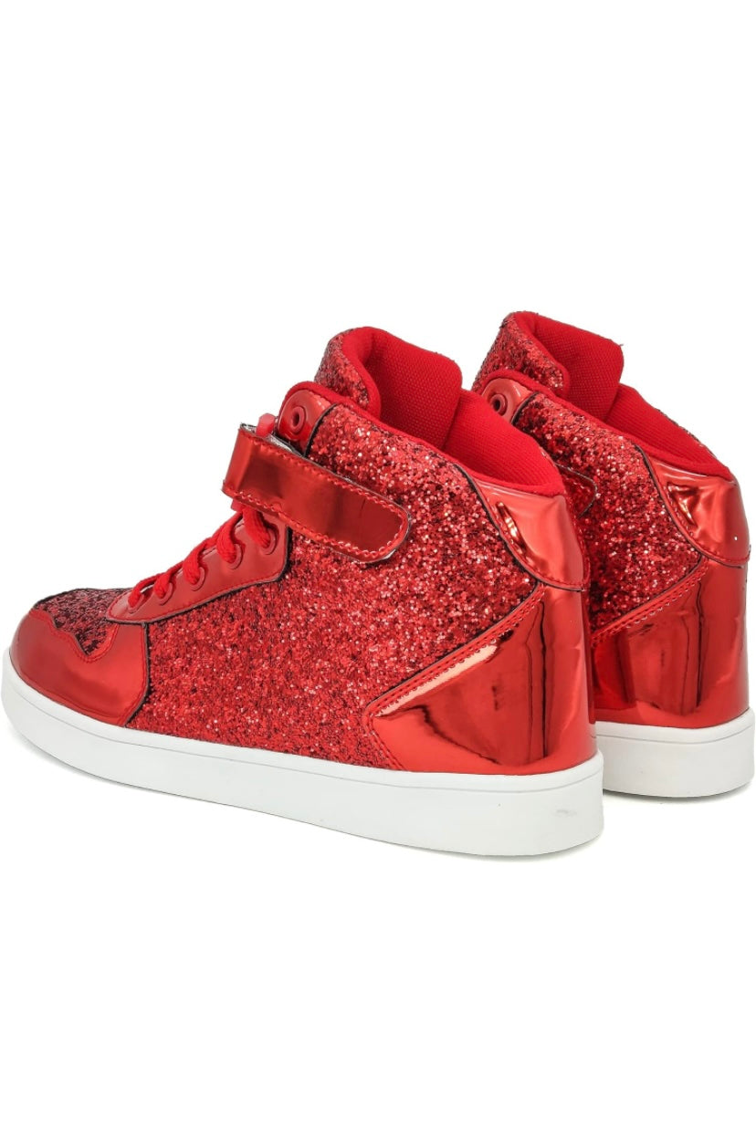 Red Glitter High Top Sneaker