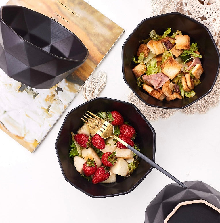Black Geometric Bowl Set