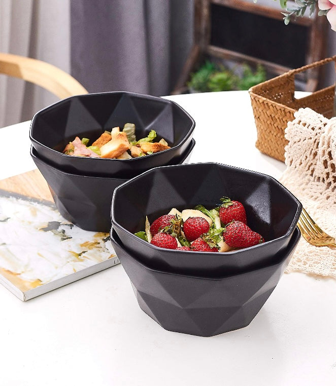 Black Geometric Bowl Set