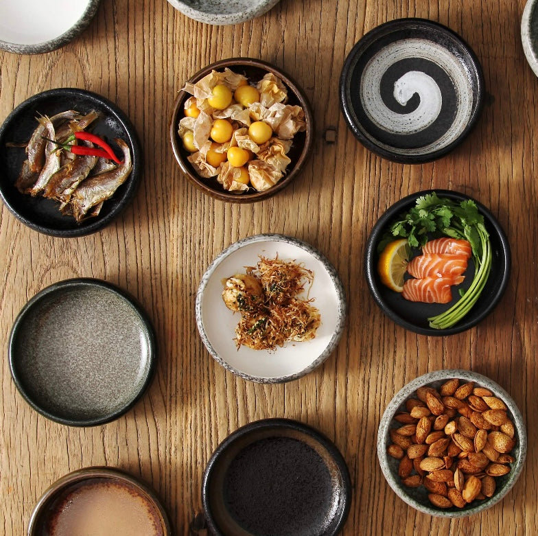 Black Japanese Salad Plate Set