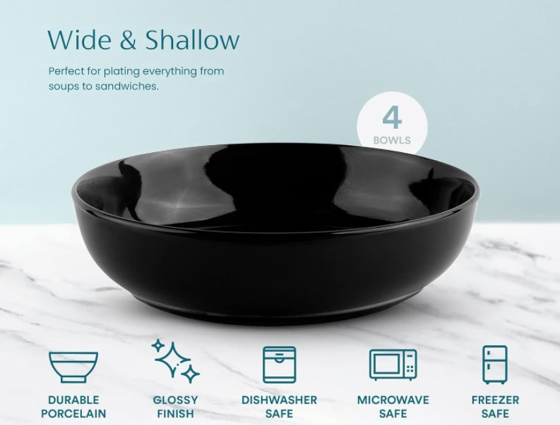 Black Pasta Bowl Set