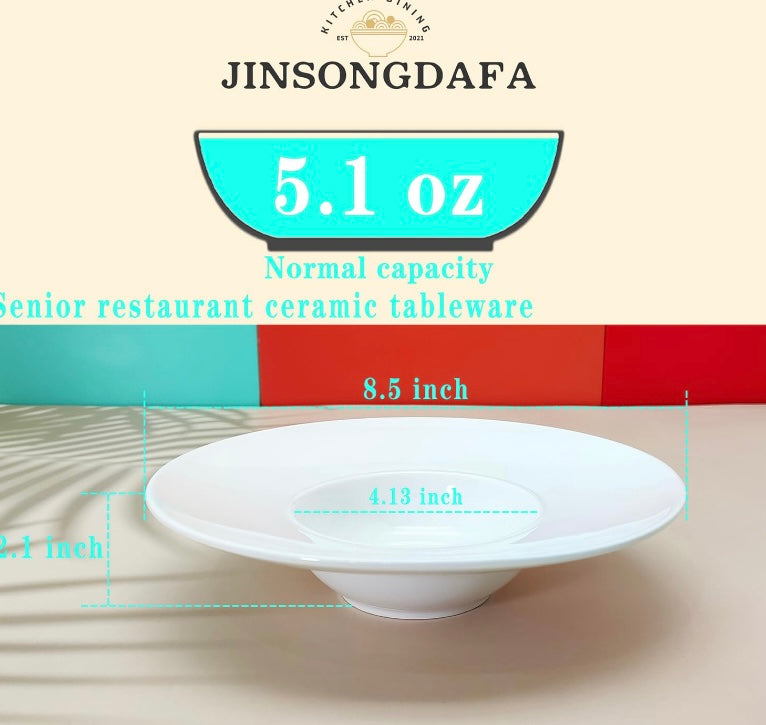 White Shallow Soup Bowl Set