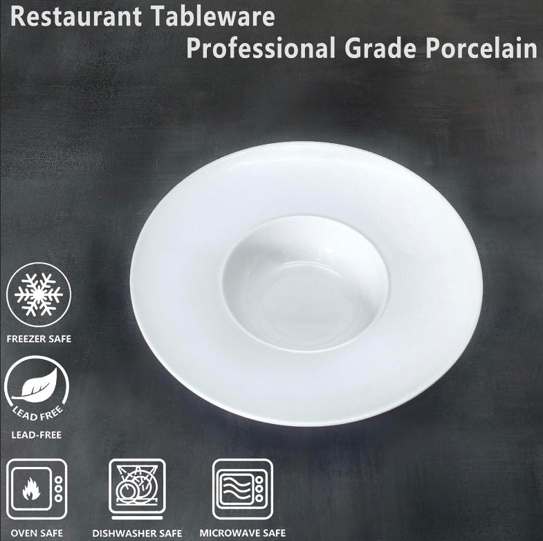 White Shallow Soup Bowl Set