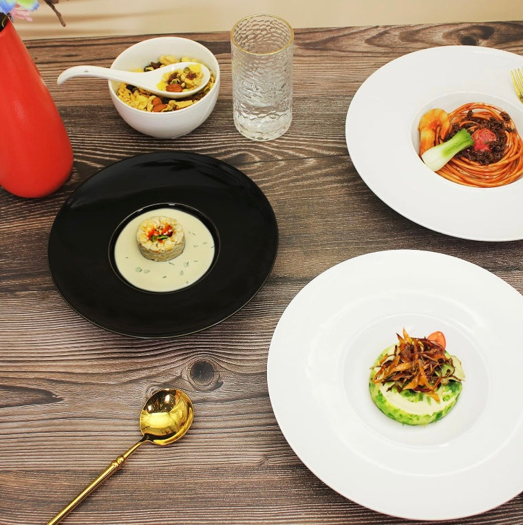 White Shallow Soup Bowl Set