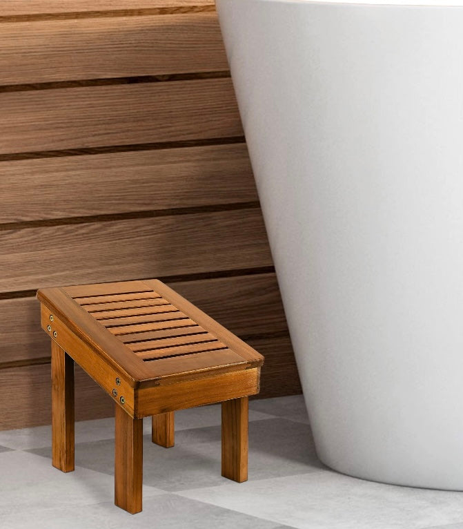 Tabouret de douche en bois de teck