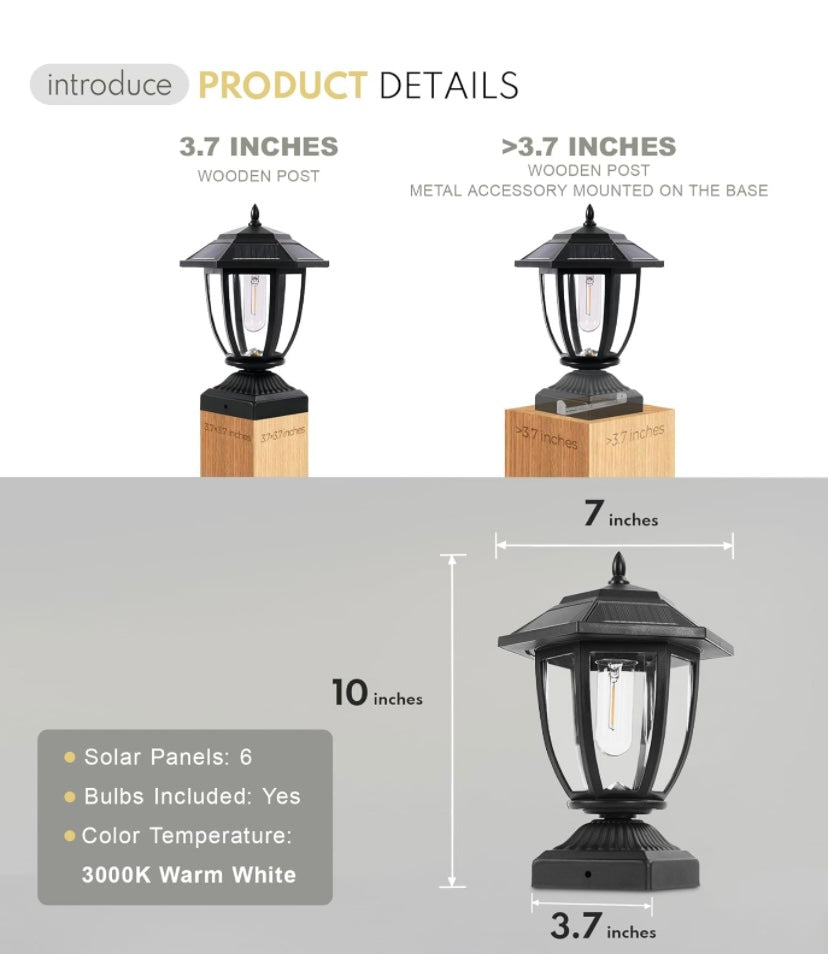 Retail Le$$ - Black solar post light set