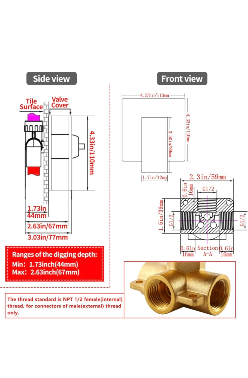 Retail Le$$ - Black all shower tub hardware with valve