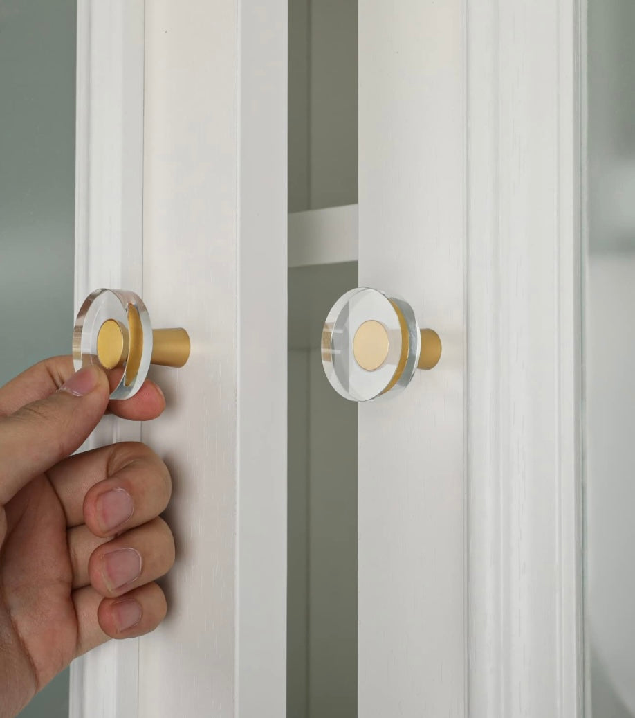 Brass & Acrylic Cabinet Knobs - 10 pk