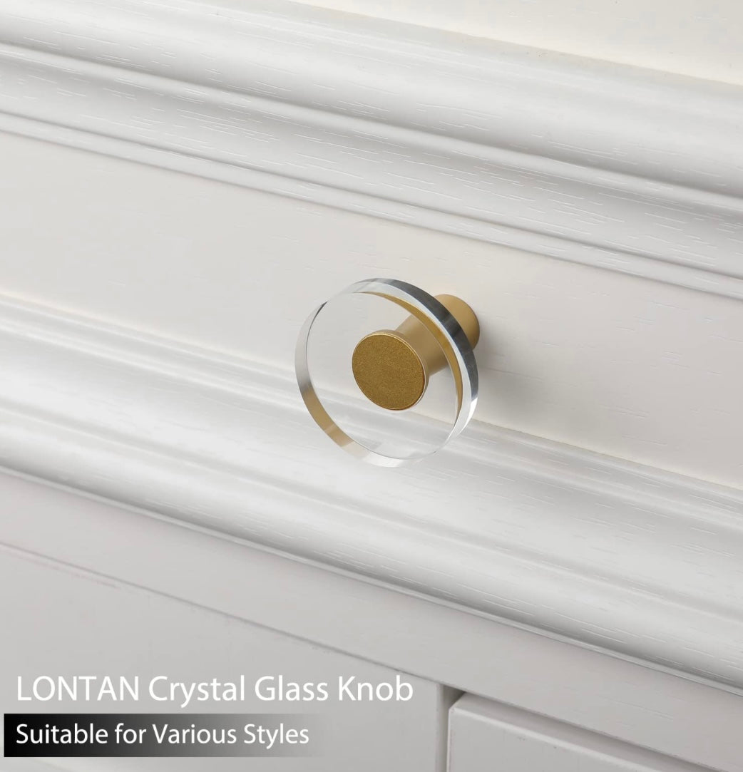 Brass & Acrylic Cabinet Knobs - 10 pk