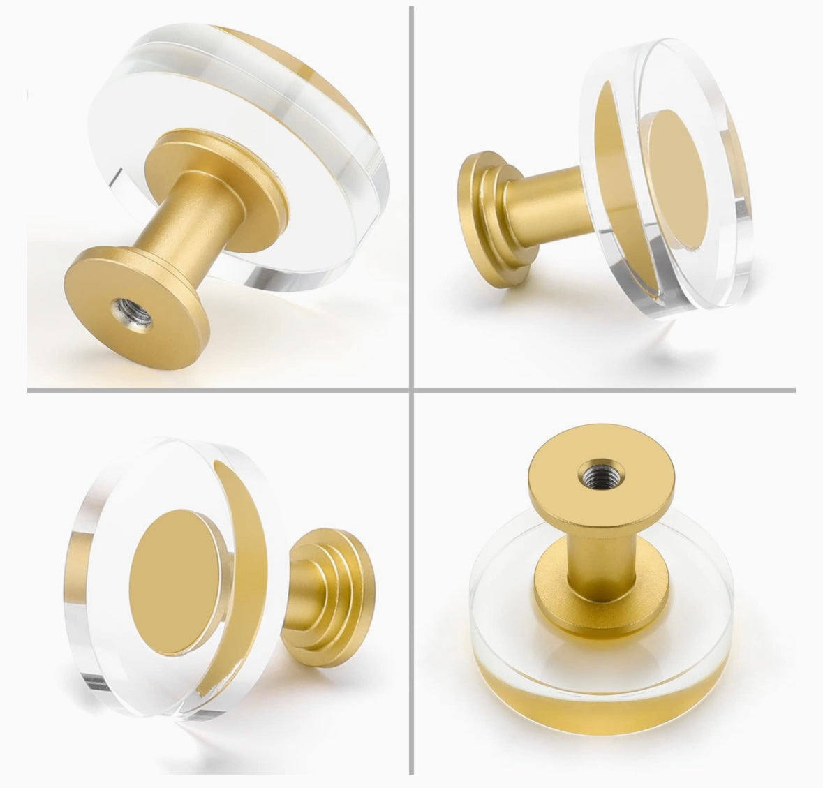 Brass & Acrylic Cabinet Knobs - 10 pk