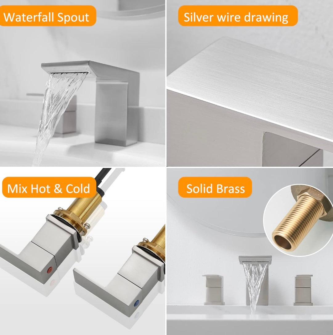 Retail Le$$ - Brushed nickel 3 hole faucet