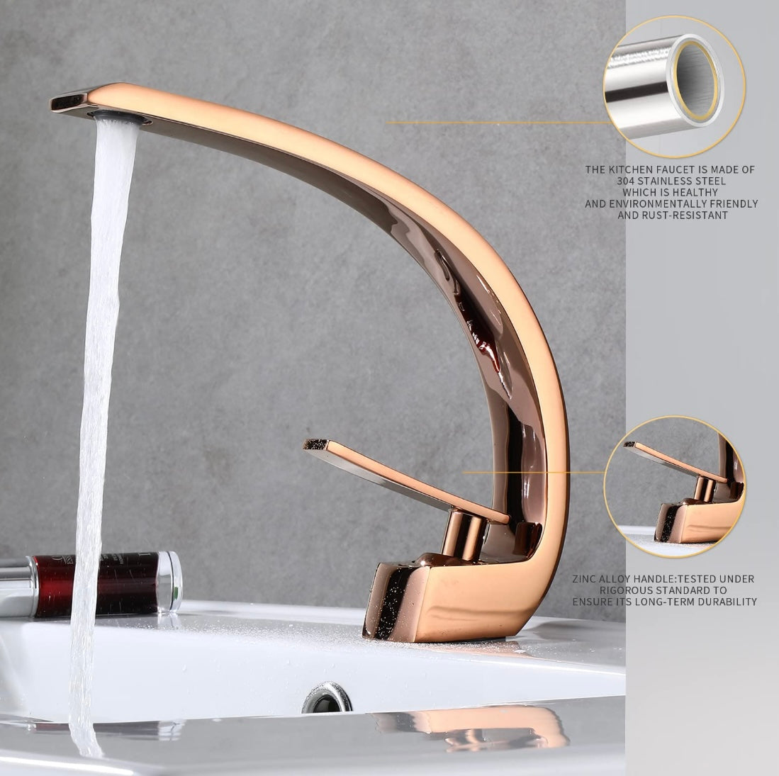 Retail Le$$ - Rose Gold curved faucet
