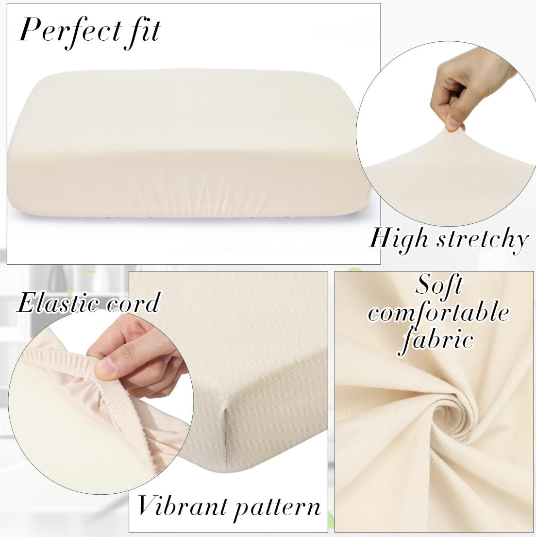 Retail Le$$ - Beige stretch cushion cover set