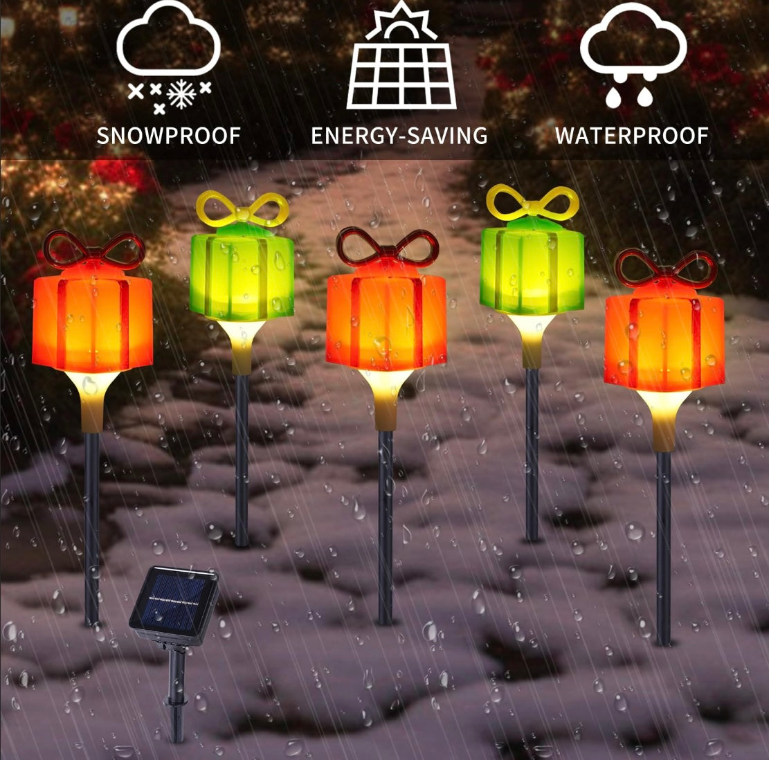 Retail Le$$ - 5 pc Christmas pathway solar lights