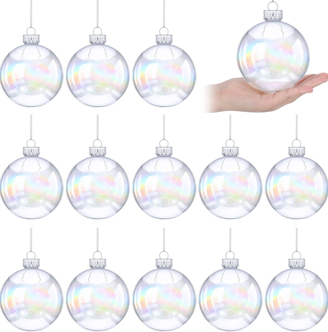 Retail Le$$ - 12 pc clear plastic ornaments