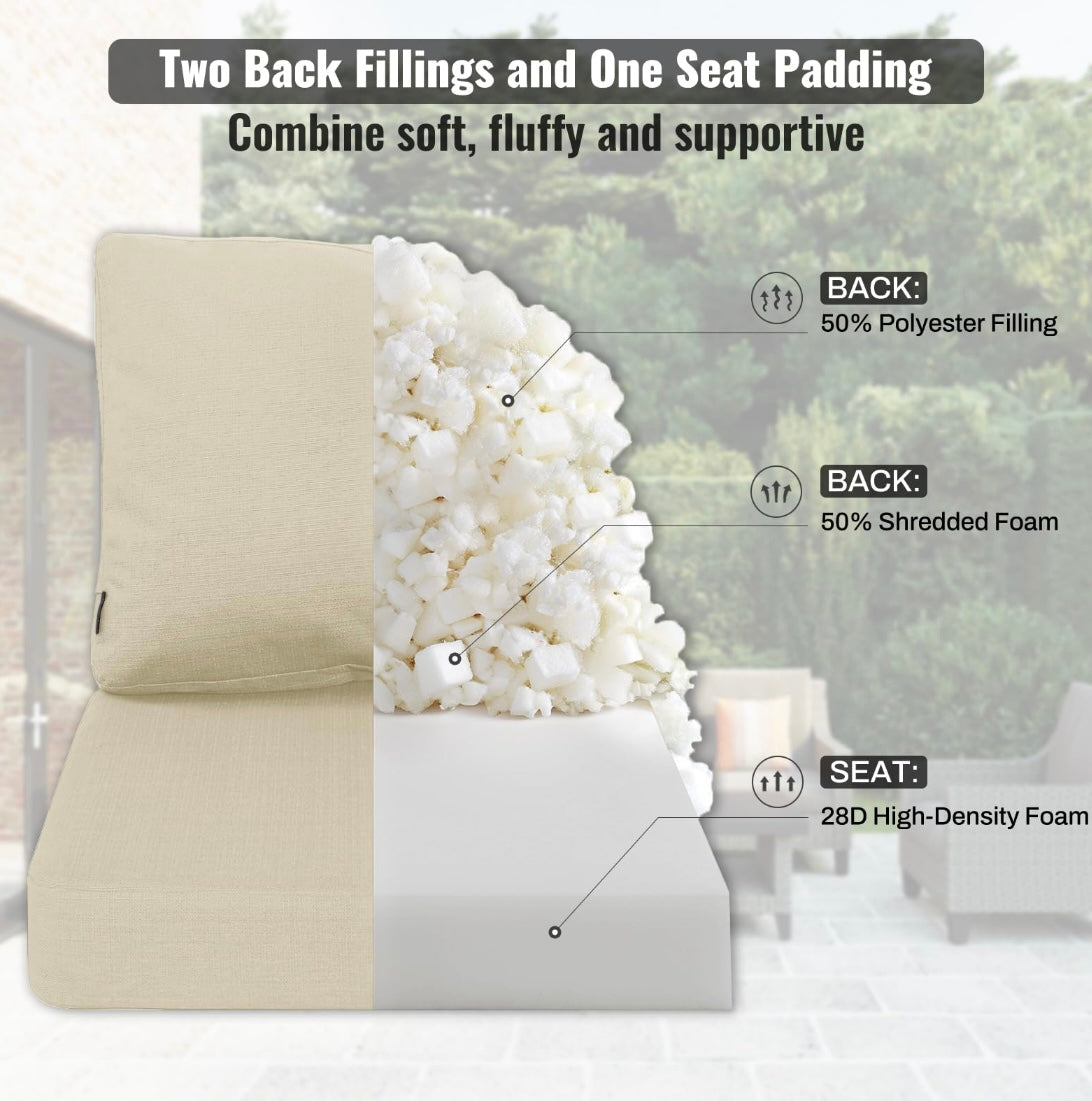 Retail Le$$ - Cream 22" deep seat cushion set