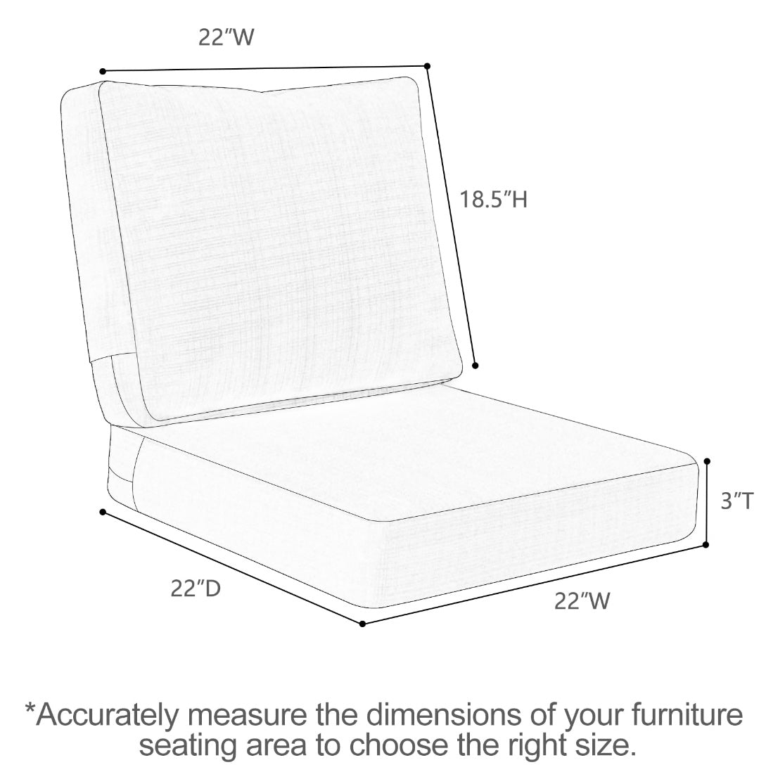 Retail Le$$ - Cream 22" deep seat cushion set