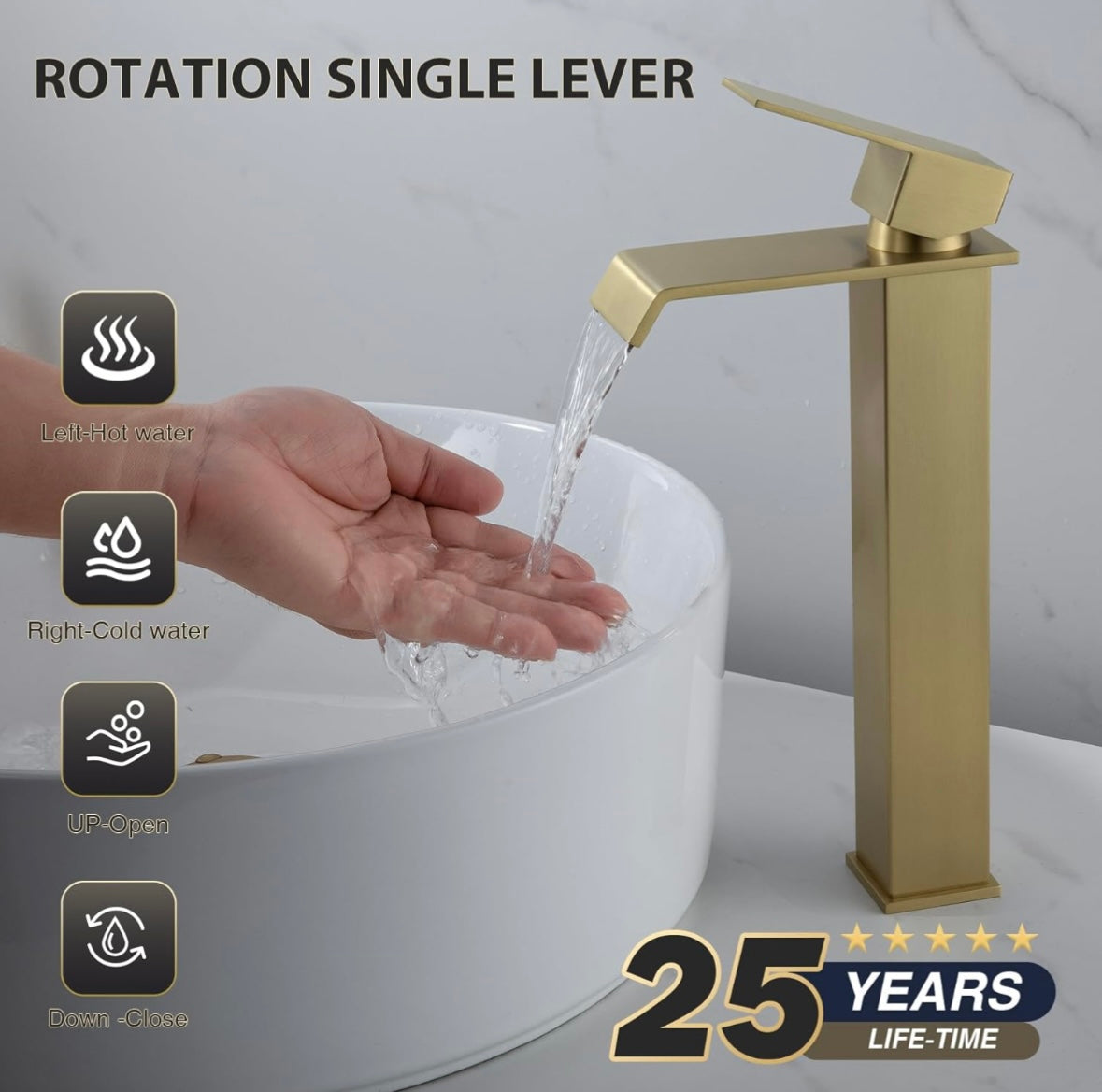 Gold Vessel Sink Faucet