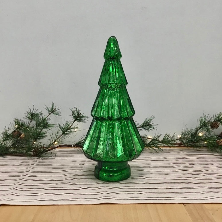 Green glass Christmas tree