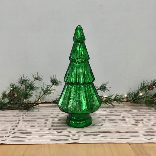 Green glass Christmas tree