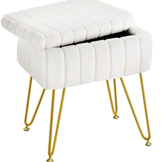 Retail Le$$ - White faux fur vanity stool