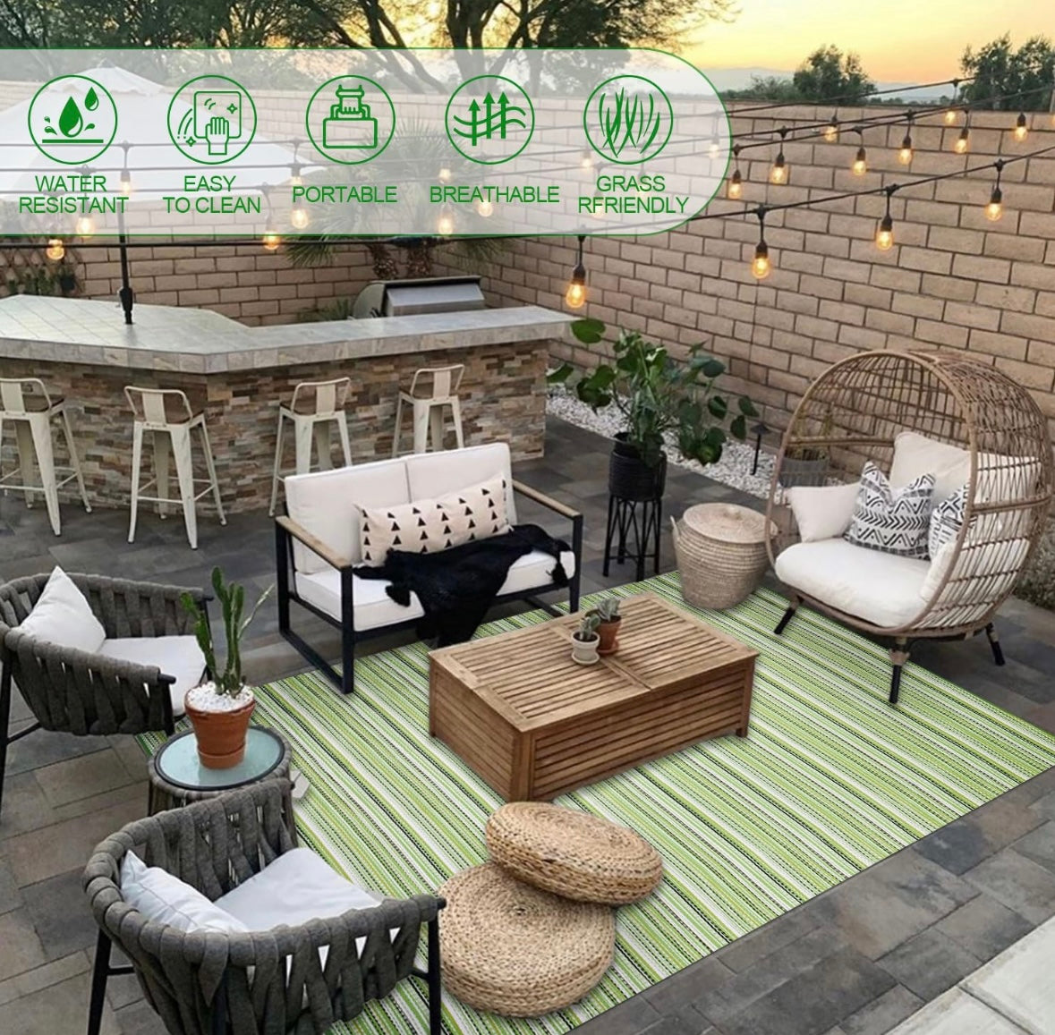 Wefavor Reversible Straw Rug