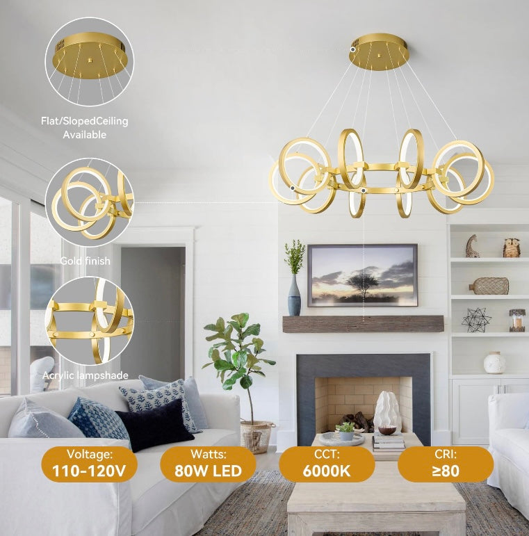 Modern LED 10 Ring Chandelier