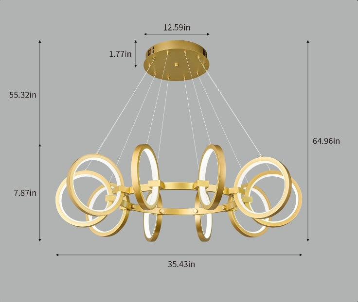 Modern LED 10 Ring Chandelier