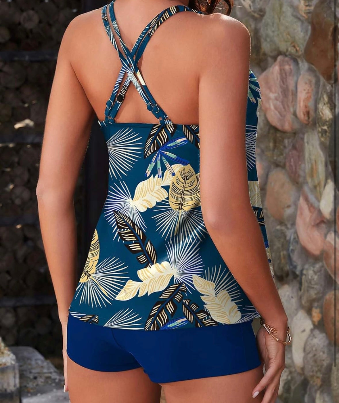 Retail Le$$-blue-floral-tankini-set