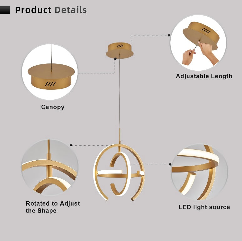 Round LED Gold Chandelier