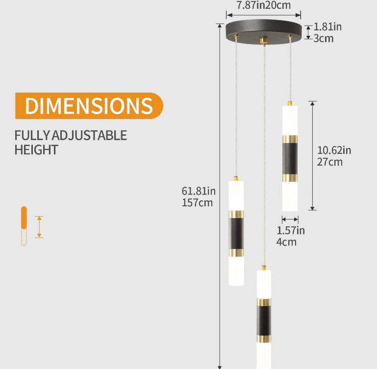 Retail Le$$-Black-acrylic-3-light-pendant-light