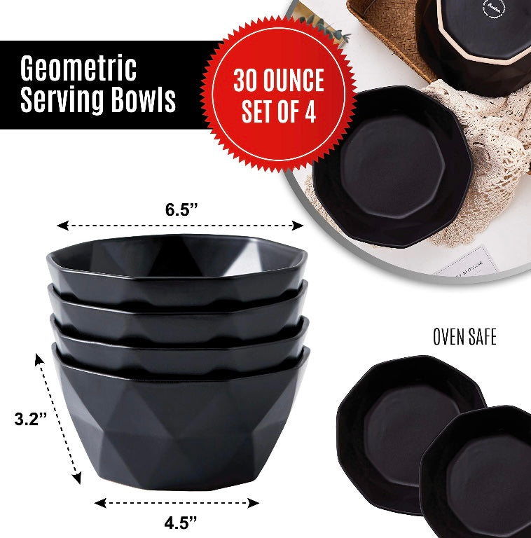Black Geometric Bowl Set