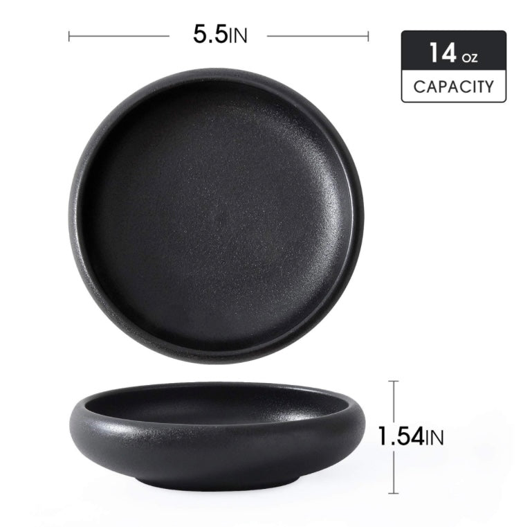 Black Japanese Salad Plate Set