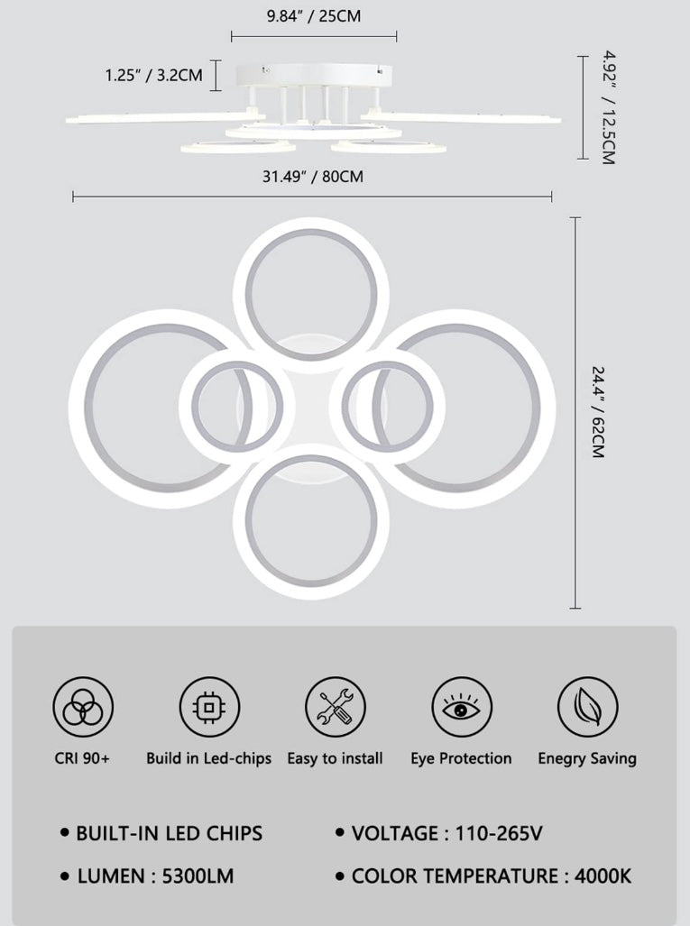 Retail Le$$-White-6-light ring-light- fixture