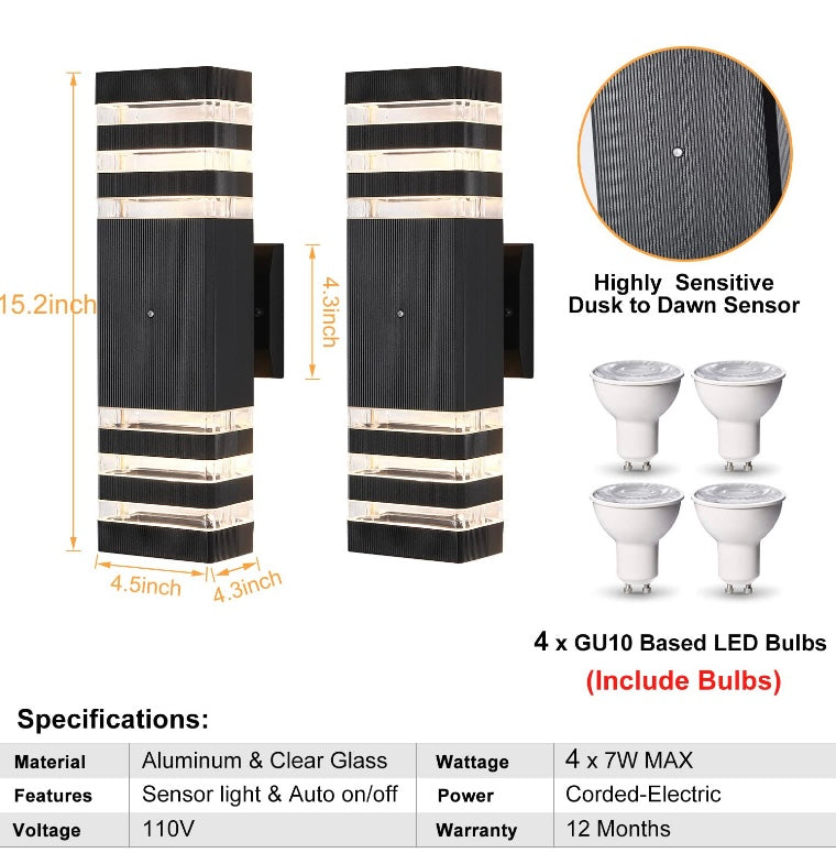 Retail Le$$-Black-outdoor-wall-light set