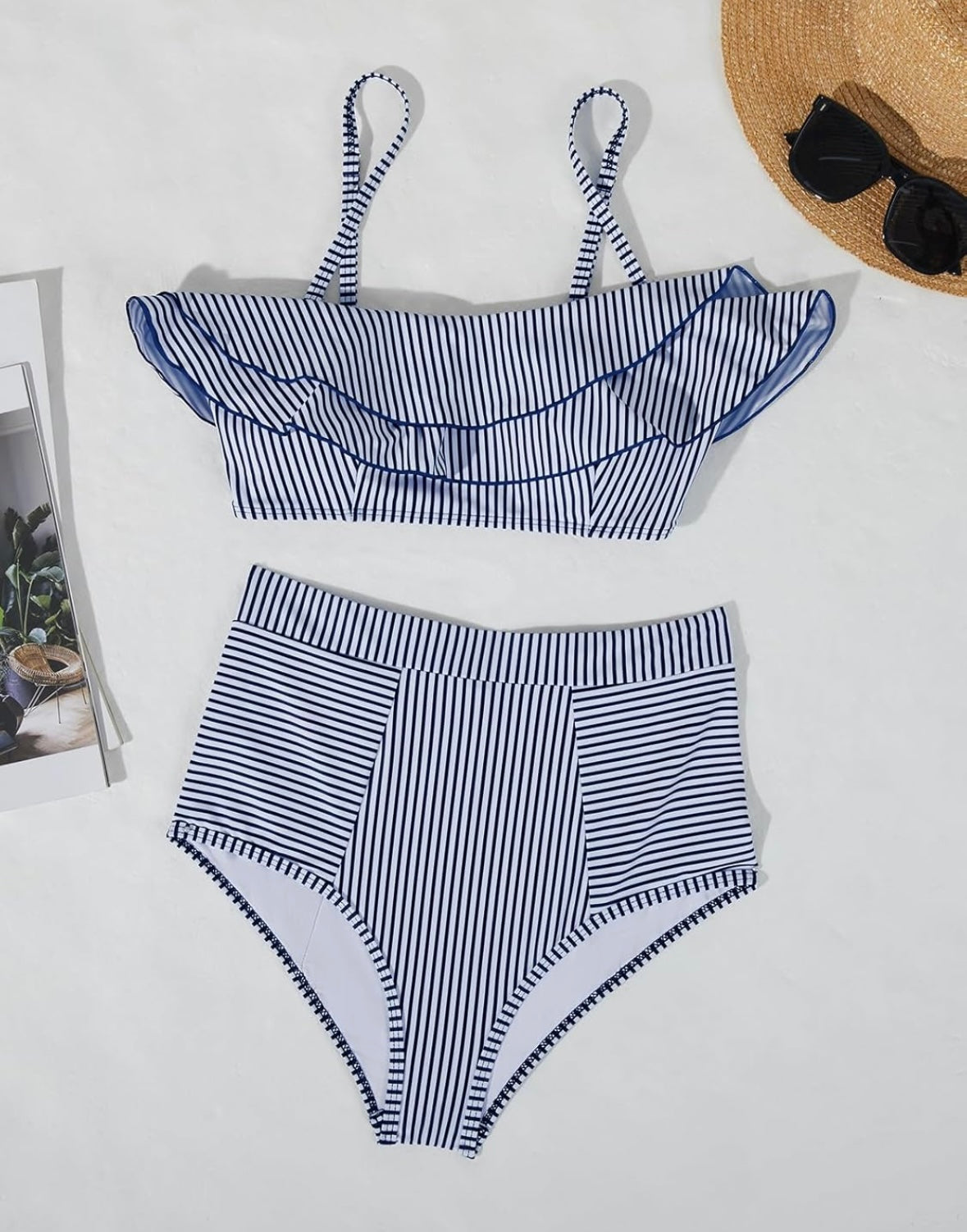 Retail Le$$-blue-striped-two-piece-swmsuit