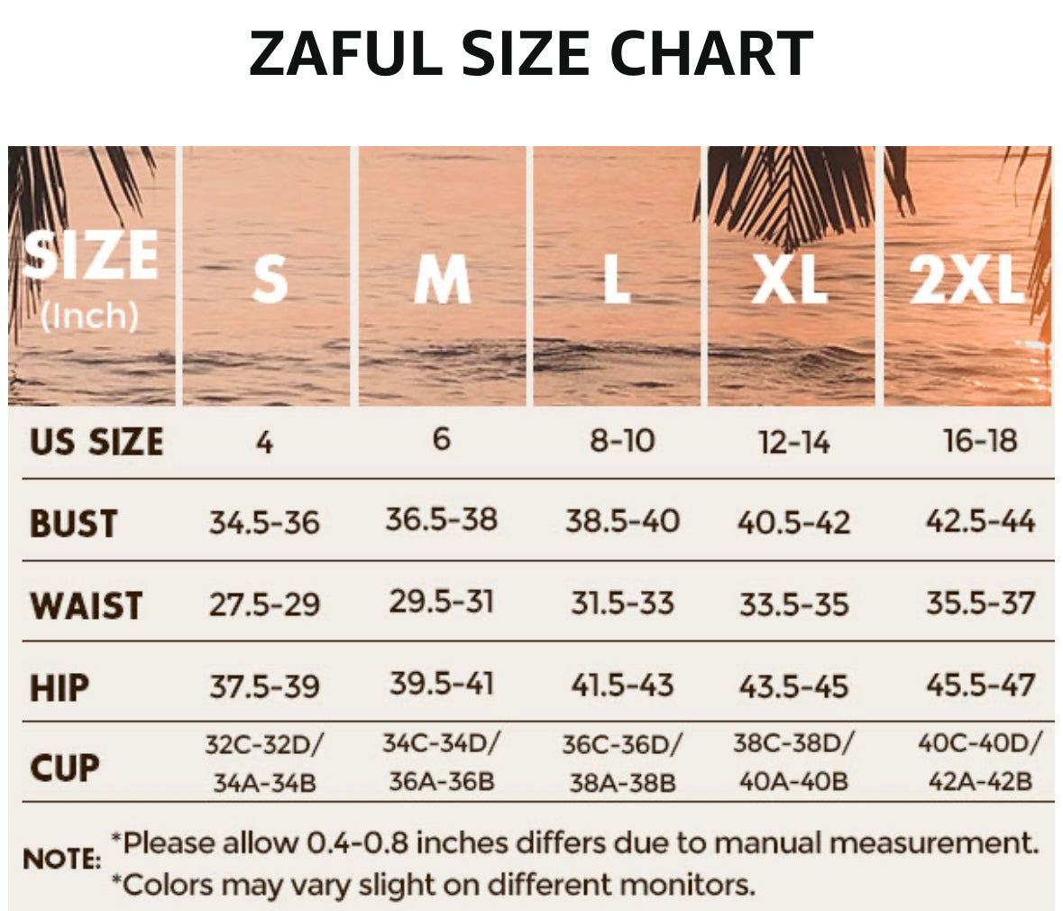 Retail Le$$-zaful-size-chart