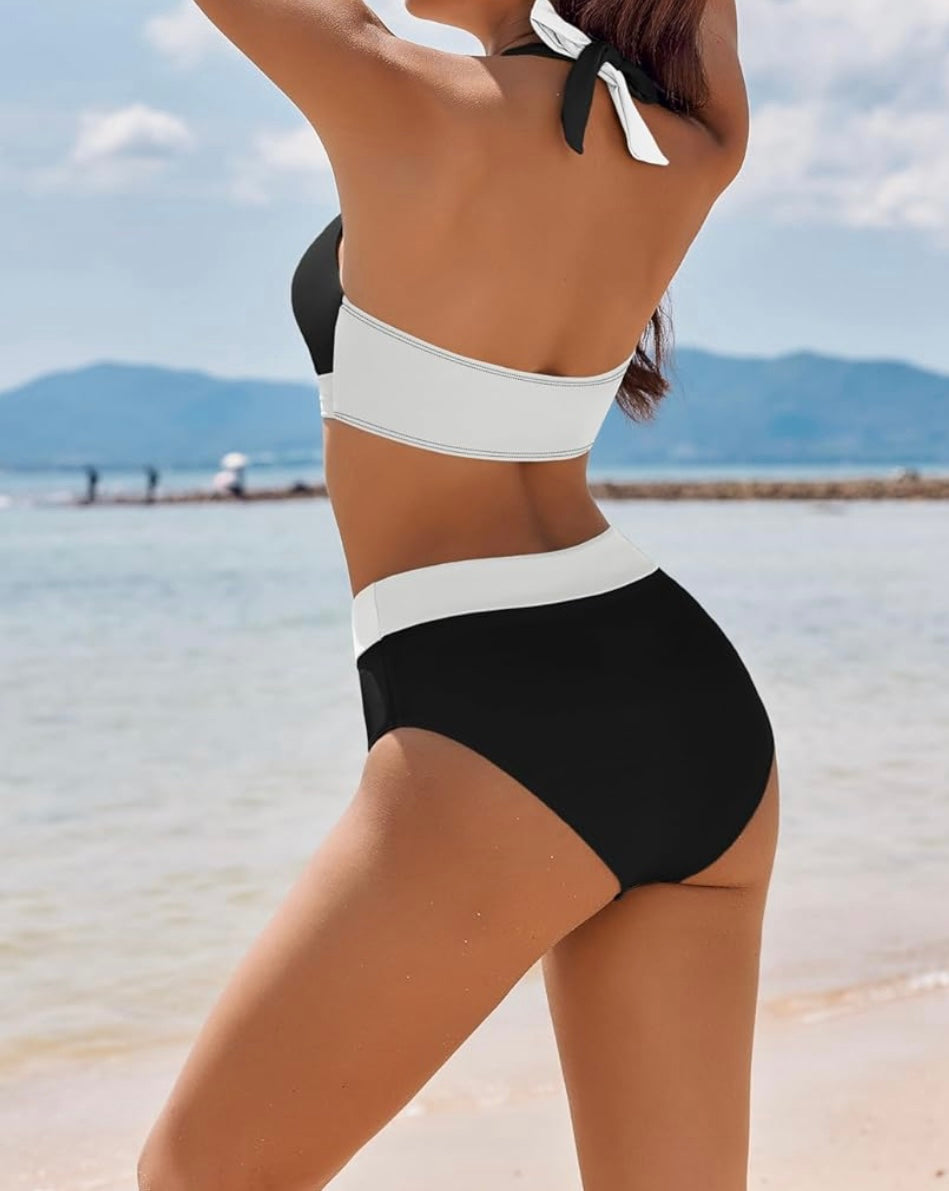 Retail Le$$ - black and white two piece swimsuit