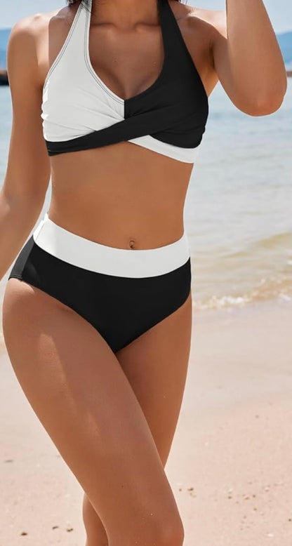 Retail Le$$ - black and white two piece swimsuit