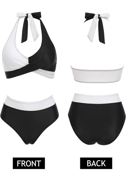 Retail Le$$ - black and white two piece swimsuit