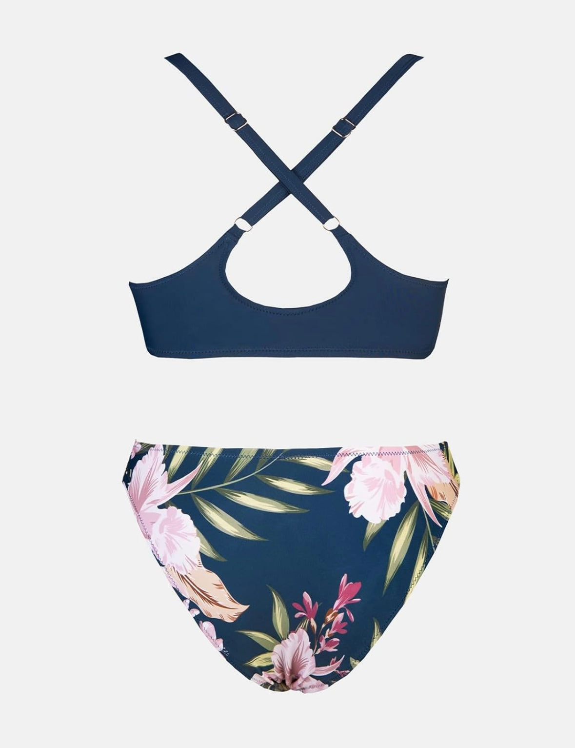 Retail-Le$$-blue floral-two piece swimsuit