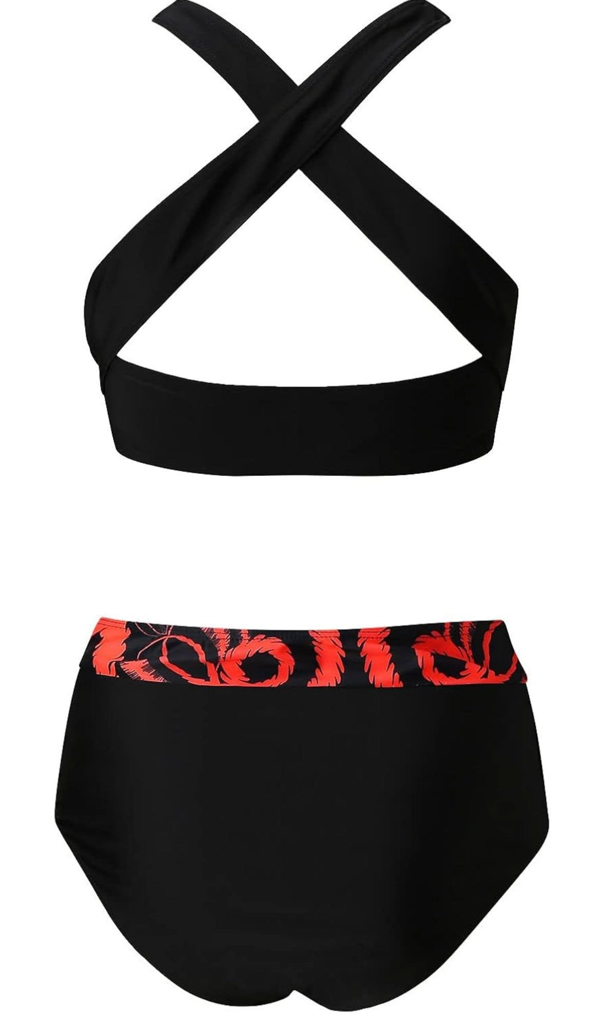Retail Le$$ - black and orange two piece swimsuit