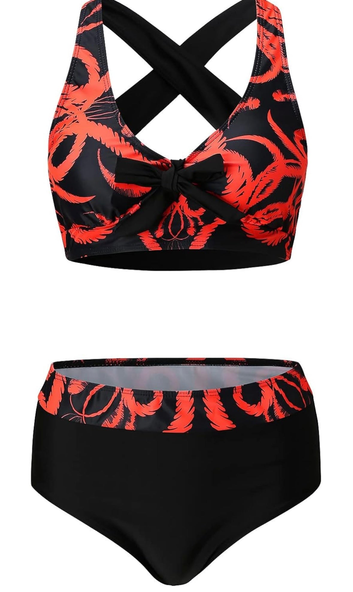 Retail Le$$ - black and orange two piece swimsuit